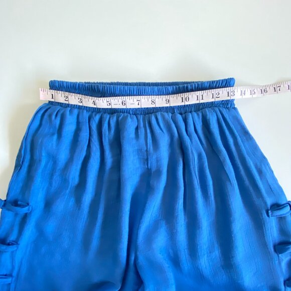 Wide Leg Linen Cotton Blue & Whited Cropped Pants Sz 6 - Picture 9 of 13